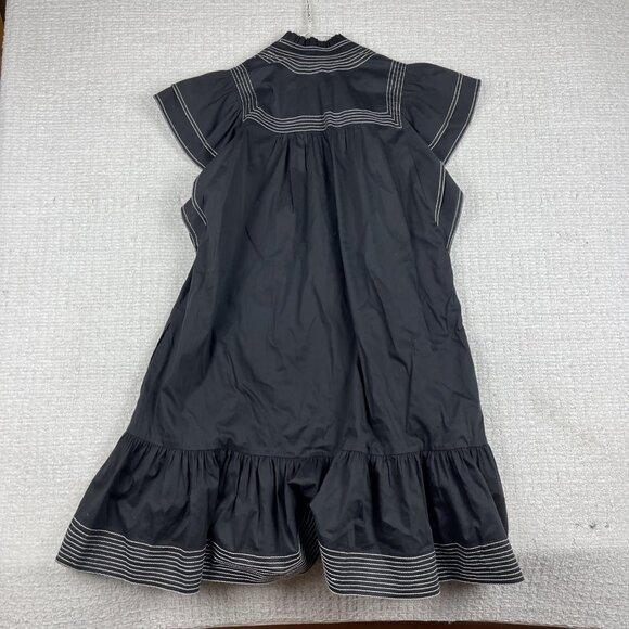 Sabina Musayev Black Ruffle Mini Dress V Neck Black / White Summer Sz S - Picture 11 of 16